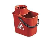 2Work Plastic Mop Bucket with Wringer 15 Litre Red CNT00684