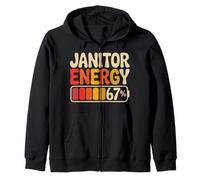 Janitor Energy 67% Funny Work Vibe for Everyday Heroes Zip Hoodie