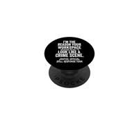 Janitor Workspace Crime Scene Quote Distressed White Graphic PopSockets Adhesive PopGrip