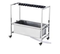 Janitorial Cart, Broom and Mop Holder, Housekeeping Caddy, Trolley with Wheels Floor Standing Cleaning Tool Cart(10 Slots and 12 Hooks 93cm/36.6in)