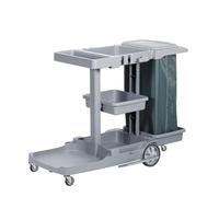 Janitorial Cart, Compact Lightweight Cleaning Trolley with Three-Tier Shelving and Silent Wheels for Hotels, Stores, Schools, and Businesses
