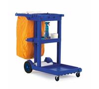 Janitorial Cleaning Trolley; Castors; Plastic/PVC; 100kg; Blue/Yellow