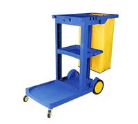 Janitorial Trolley, Multipurpose Cleaning Cart with 3 Tier Shelves and Swivel Wheels for Housekeeping, Commercial Use, Office and Hotel