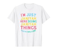 Janiyah Here Doing Janiyah Things Funny Janiyah Name Value Graphic T-Shirt, Men, White, S