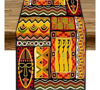 JanJCurt African Table Runner, Abstract Ethnic African American Geometric Black Women Print Table Runner for Home Kitchen Dining Room Table Party Decor, 13x36inch