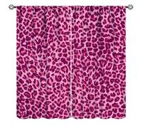JanJCurt Pink Leopard Curtains, Modern Colorful Pink Red Sexy Luxury Cheetah Skin Print Window Curtain Drapes for Girls Women Bedroom Livingroom, 42x45in (No Blackout)