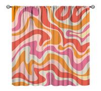 JanJCurt Retro 70s Groovy Curtains, Vintage Abstract Funky Modern Art Window Drapes Boho Pink Orange Spiral Swirl Waves Window Treatments for Bedroom Living Room 42x63in (No Blackout)