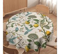JanJCurt Retro Lemon Tablecloth, Summer Blue Birds Lemon Tree Nature Botanical Plants Flowers Hummingbird Spring Blooming Garden Table Cloth Cover for Home Kitchen Picnic Camping Decor, 50x50in