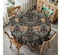 JanJCurt William Morris Tablecloth, Boho Rustic Ethnic Flower Original Design Print Table Cloth for Home Party Dining Room Kitchen Decor 36x36inch