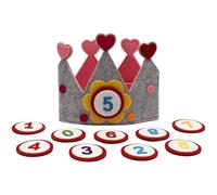 JanJean 1pc Birthday Crown with Numbers Kids Birthday Hat Felt Crown with Digital Detachable Design for Toddler Party Pink One Size