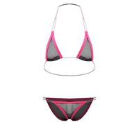 JanJean Adult 2 Pcs Set Halter Bra With G String Thong Set Extreme Swimwear Micro Mini Bikinis Clubwear Type B One Size