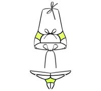 JanJean Adult 2 Pcs Set Halter Bra With G String Thong Set Extreme Swimwear Micro Mini Bikinis Clubwear Type E Fluorescent Yellow One Size