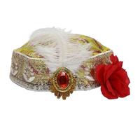 JanJean Belly Dance Headpiece with Sequins Peacock Feather Rhinestone Floral Headwear for Stage Performance Photo Shoot Yellow One Size