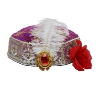 JanJean Belly Dance Headpiece with Sequins Peacock Feather Rhinestone Floral Headwear for Stage Performance Photo Shoot Purple One Size