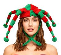JanJean Classic Four-Pointed Clown Hat for Circus Performers Costumes Traditional Multi-color Pompom Design for Acts Green Red One Size