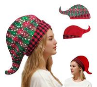 JanJean Classic Plaid Snowflake Print Christmas Hat, Festive Knit Beanie for Ugly Sweater Xmas Parties Red Green One Size
