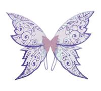 JanJean Complete Fairy Costume Shimmering Butterfly Wings Magic Wand for Girls Birthday Party Cosplay Accessory 1Pc Purple One Size