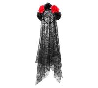 JanJean Day of the Dead Veil Rose Headpiece with Color-Changing Flowers for Night Parties Raves and Halloween Events Type B One Size