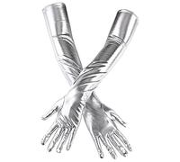 JanJean Glow in The Dark Tin Man Kit Funnel Hat with shiny Heart Brooch for Nighttime Halloween Events Accessory 1Pc Long Gloves One Size