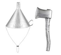 JanJean Glow in The Dark Tin Man Kit Funnel Hat with shiny Heart Brooch for Nighttime Halloween Events Accessory Hat and Axe One Size