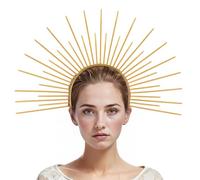 JanJean Golden God Halos Sun Crown Headpiece Elegant Sunburst Spiked Angel Headband with Adjustable Fit Costumes Gold One Size