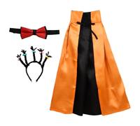 JanJean Kids Enchanted Witch Costume Collection Shimmering Cape with Matching Hair Accessories Halloween Theme Party Orange Cape A Red Tie and Hair Hoop One Size