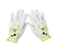 JanJean Kids Youth Golf Gloves - High-End PU, Comfortable, Breathable, Non-Stuffy, Cartoon Pattern, Magic Tape, Left/Right Fluorescent Green 8-10 Years