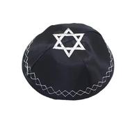 JanJean Kippa Jewish Kippa Yarmulke with Star Israel Synagogue Yamaka Hat Designed in Israel Black One Size