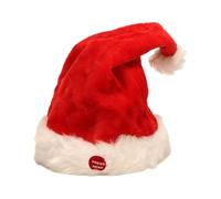 JanJean Musical Santa Hat with Sound Sensor Plush Electric Christmas Toy Hat with Songs for Sweater Parties Plush Ball One Size