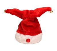 JanJean Musical Santa Hat with Sound Sensor Plush Electric Christmas Toy Hat with Songs for Sweater Parties Red White One Size