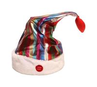 JanJean Musical Santa Hat with Sound Sensor Plush Electric Christmas Toy Hat with Songs for Sweater Parties Coloful One Size