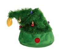 JanJean Musical Santa Hat with Sound Sensor Plush Electric Christmas Toy Hat with Songs for Sweater Parties Christmas Tree One Size