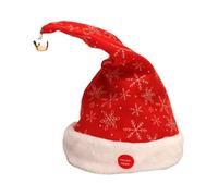 JanJean Musical Santa Hat with Sound Sensor Plush Electric Christmas Toy Hat with Songs for Sweater Parties Bell One Size