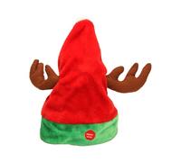 JanJean Musical Santa Hat with Sound Sensor Plush Electric Christmas Toy Hat with Songs for Sweater Parties Antlers One Size