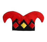 JanJean Professional Grade Jester Hat Traditional Fool's Cap with Silver Bells for Stage Shows Character Performances 2-Peak Red One Size