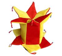 JanJean Professional Grade Jester Hat Traditional Fool's Cap with Silver Bells for Stage Shows Character Performances Red Yellow One Size