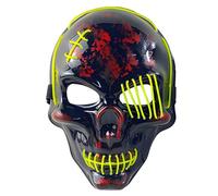 JanJean Professional Grade LED Skull Mask for Haunted Houses Horror Face Cover with Realistic Bone for Scare Actors Fluorescent Green One Size
