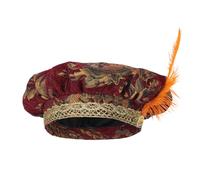 JanJean Renaissance Faire Hat Soft Floppy Beret Adorned with Elegant Feathers a Must-Have Medieval Costume Accessory Red One Size