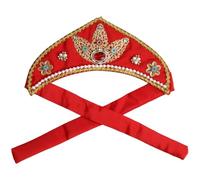 JanJean Russian Folk Dance Hat with Pearl Metallic Traditional Ethnic Headdress Stage Performance Costume Headdress Red 2 One Size