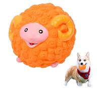 JanJean Tough Interactive Dog Toy Cute Sheep Shaped Squeaky Ball For Aggressive Chewers Exercise Orange One Size