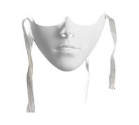 JanJean Women Men Half Blank Masquerade Face Lower Mask for Cosplay Carnival Halloween Accessory Type O One Size