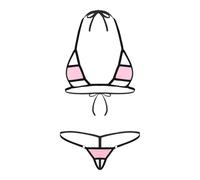 JanJean Women's Micro G-String Bikini 2 Piece Swimsuit Extreme Crotchless Mini Thong Set