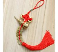 JANKINGS Brass Gourd and Five Emperor Coins Ornament with Feng Shui Chinese Knot and Tassels - Good Luck Hanging Ornament Gift.