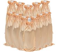 JANKINGS Wine Bottle Gift Bag, Reusable Silk Wine Gift Bags with Drawstrings, Champagne Bags Carrier for Birthday, Wedding, Party (12Pcs Golden)