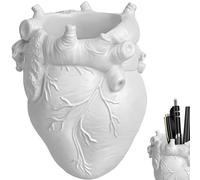 JANKOW Anatomical Heart Pencil Holder, White Resin Organ-Shaped Pen Cup Desk Organizer, Realistic Human Heart Decor, 1-Pack