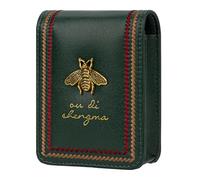 JANKOW Lipstick Case with Mirror for Purse, Mini Lipstick Holder Purse, Small Cosmetic Bag for Lipsticks, Travel Lipsticks Pouch, Portable Makeup Cosmetic Pouch (1Pcs Dark green)