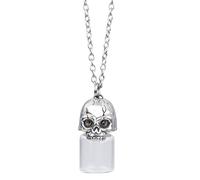 JANKOW Romance Skull Urn Necklace, Cremation Jewelry for Ashes Great Glass Pendant for Ashes Suitable Pet or Human Ashes to Remembrance