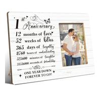 JANLAN 1st Anniversary Picture Frame,1st Anniversary Romantic Gifts for Couple,1 Year Anniversary Marriage Gifts for Wife Husband,One Year down Forever to Go Photo Frame