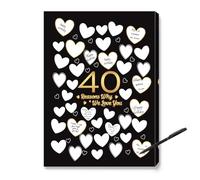 JANLAN 40 Reason Why We Love You Wall Art,Black 40th Birthday Wall Decor,Forty Birthday Favors Gifts for Women Men,40th Anniversary Guest Canvas Artwork 11x15 Inches