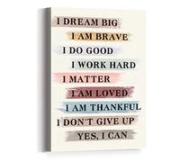 JANLAN Kids Affirmation Wall Decor, I Dream Big Canvas Art, Inspirational and Motivational for Classroom, Nursery, Kids Room